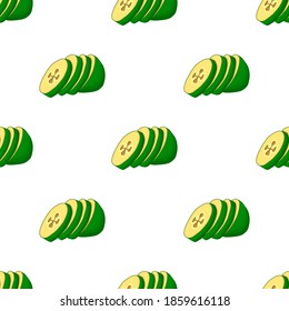 Illustration on theme big colored seamless feijoa, bright fruit pattern for seal. Fruit pattern consisting of beautiful seamless repeat feijoa. Simple colorful pattern fruit from seamless feijoa.