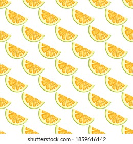 Ilustración sobre el tema pomelo sin costuras de color grande, patrón de fruta brillante para foca. Patrón de fruta consistente en un hermoso pomelo de repetición sin costura. Frutos simples de patrón colorido de pomelo sin costura.