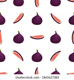 Illustration on theme big colored seamless purple fig, bright fruit pattern for seal. Fruit pattern consisting of beautiful seamless repeat fig. Simple colorful pattern fruit from seamless purple fig.