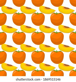 Illustration on theme big colored seamless persimmon, fruit pattern for seal. Fruit pattern consisting of beautiful seamless repeat persimmon. Simple colorful pattern fruit from seamless persimmon.