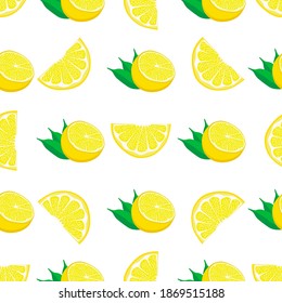 Illustration on theme big colored seamless yellow lemon, bright fruit pattern for seal. Fruit pattern consisting of beautiful seamless repeat lemon. Simple colorful pattern fruit from seamless lemon.