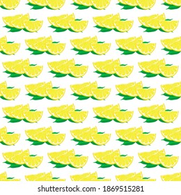 Ilustración sobre el tema limón amarillo sin costuras de color grande, patrón de fruta brillante para foca. Patrón de fruta consistente en un hermoso limón reproducido sin costura. Frutos de patrón simple y colorido a partir de limón sin soldadura.