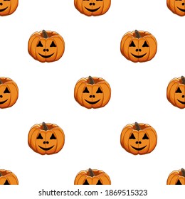 Illustration on theme big colored pattern Halloween, seamless orange pumpkin. Seamless pattern consisting of collection pumpkin, accessory at Halloween. Rare pattern Halloween from seamless pumpkin.