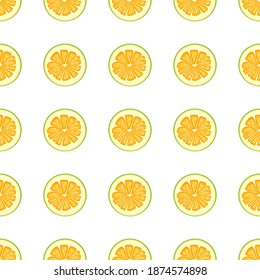 Ilustración sobre el tema pomelo sin costuras de color grande, patrón de fruta brillante para foca. Patrón de fruta consistente en un hermoso pomelo de repetición sin costura. Frutos simples de patrón colorido de pomelo sin costura.