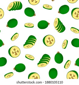 Illustration on theme big colored seamless feijoa, bright fruit pattern for seal. Fruit pattern consisting of beautiful seamless repeat feijoa. Simple colorful pattern fruit from seamless feijoa.