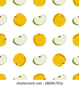 Illustration zum Thema große farbige, nahtlose Apfel, helle Fruchtmuster für den Siegel. Obstmuster, bestehend aus einem schönen, nahtlosen Apfel. Einfache, farbige Musterfrucht aus nahtlosen Beauty-Apfel.
