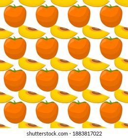 Illustration on theme big colored seamless persimmon, fruit pattern for seal. Fruit pattern consisting of beautiful seamless repeat persimmon. Simple colorful pattern fruit from seamless persimmon.