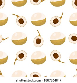 Illustration on theme big colored seamless longan, bright fruit pattern for seal. Fruit pattern consisting of beautiful seamless repeat longan. Simple colorful pattern fruit from seamless longan.