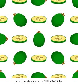 Illustration on theme big colored seamless feijoa, bright fruit pattern for seal. Fruit pattern consisting of beautiful seamless repeat feijoa. Simple colorful pattern fruit from seamless feijoa.