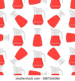 Illustration on theme big colored lemonade in glass jug for natural drink. Lemonade pattern consisting of collection kitchen accessory, glass jug to organic food. Tasty fresh lemonade from glass jug.