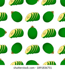 Illustration on theme big colored seamless feijoa, bright fruit pattern for seal. Fruit pattern consisting of beautiful seamless repeat feijoa. Simple colorful pattern fruit from seamless feijoa.