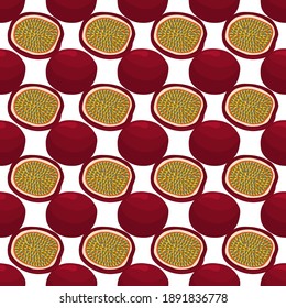 Illustration on theme big colored seamless passion fruit, bright  pattern for seal. Passion fruit pattern consisting of beautiful seamless repeat. Simple colorful pattern passion fruit from seamless.