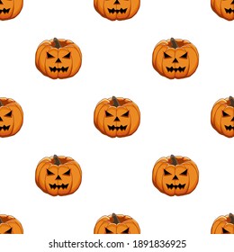 Illustration on theme big colored pattern Halloween, seamless orange pumpkin. Seamless pattern consisting of collection pumpkin, accessory at Halloween. Rare pattern Halloween from seamless pumpkin.