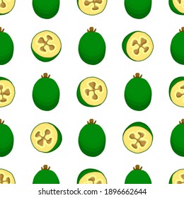 Illustration on theme big colored seamless feijoa, bright fruit pattern for seal. Fruit pattern consisting of beautiful seamless repeat feijoa. Simple colorful pattern fruit from seamless feijoa.