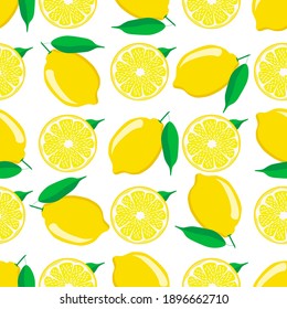Illustration on theme big colored seamless yellow lemon, bright fruit pattern for seal. Fruit pattern consisting of beautiful seamless repeat lemon. Simple colorful pattern fruit from seamless lemon.