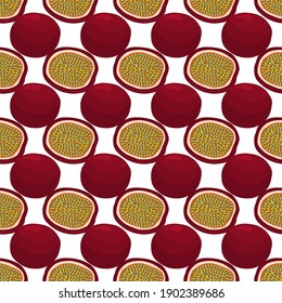 Illustration on theme big colored seamless passion fruit, bright  pattern for seal. Passion fruit pattern consisting of beautiful seamless repeat. Simple colorful pattern passion fruit from seamless.