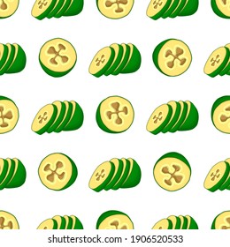 Illustration on theme big colored seamless feijoa, bright fruit pattern for seal. Fruit pattern consisting of beautiful seamless repeat feijoa. Simple colorful pattern fruit from seamless feijoa.