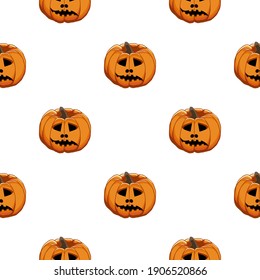 Illustration on theme big colored pattern Halloween, seamless orange pumpkin. Seamless pattern consisting of collection pumpkin, accessory at Halloween. Rare pattern Halloween from seamless pumpkin.