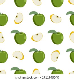 Illustration zum Thema große farbige, nahtlose Apfel, helle Fruchtmuster für den Siegel. Obstmuster, bestehend aus einem schönen, nahtlosen Apfel. Einfache, farbige Musterfrucht aus nahtlosen Beauty-Apfel.