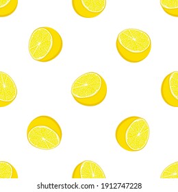 Illustration on theme big colored seamless yellow lemon, bright fruit pattern for seal. Fruit pattern consisting of beautiful seamless repeat lemon. Simple colorful pattern fruit from seamless lemon.