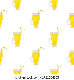 Illustration on theme big colored lemonade in glass cup for natural drink. Lemonade pattern consisting of collection kitchen accessory, glass cup to organic food. Tasty fresh lemonade from glass cup.