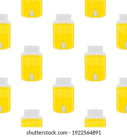 Illustration on theme big colored lemonade in lemon jug for natural drink. Lemonade pattern consisting of collection kitchen accessory, lemon jug to organic food. Tasty fresh lemonade from lemon jug.