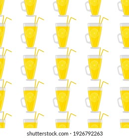 Illustration on theme big colored lemonade in glass cup for natural drink. Lemonade pattern consisting of collection kitchen accessory, glass cup to organic food. Tasty fresh lemonade from glass cup.