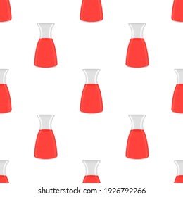 Ilustración sobre el tema de la limonada colorida en jarra de vidrio para la bebida natural. Patrón de lamonada consistente en accesorios de cocina de colección, jarra de vidrio a comida orgánica. Sabrosa limonada fresca de la jarra de vidrio.