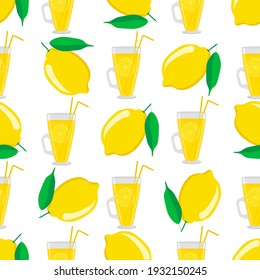 Illustration on theme big colored lemonade in lemon cup for natural drink. Lemonade pattern consisting of collection kitchen accessory, lemon cup to organic food. Tasty fresh lemonade from lemon cup.