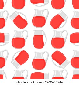 Illustration on theme big colored lemonade in glass jug for natural drink. Lemonade pattern consisting of collection kitchen accessory, glass jug to organic food. Tasty fresh lemonade from glass jug.