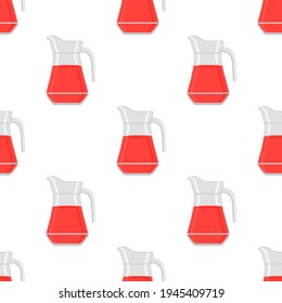 Illustration zum Thema große farbige Limonade in Glasjacke für natürliches Getränk. Lemonade Muster bestehend aus Kollektion Küchenzubehör, Glaskrug zu Bio-Lebensmitteln. Leckere frische Limonade aus Glaskrug.