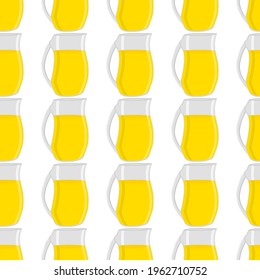 Illustration on theme big colored lemonade in glass jug for natural drink. Lemonade pattern consisting of collection kitchen accessory, glass jug to organic food. Tasty fresh lemonade from glass jug.