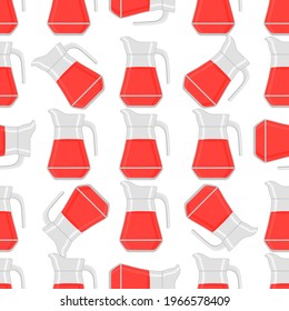 Illustration on theme big colored lemonade in glass jug for natural drink. Lemonade pattern consisting of collection kitchen accessory, glass jug to organic food. Tasty fresh lemonade from glass jug.