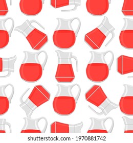 Illustration on theme big colored lemonade in glass jug for natural drink. Lemonade pattern consisting of collection kitchen accessory, glass jug to organic food. Tasty fresh lemonade from glass jug.