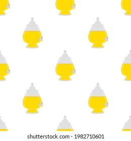 Illustration on theme big colored lemonade in glass jug for natural drink. Lemonade pattern consisting of collection kitchen accessory, glass jug to organic food. Tasty fresh lemonade from glass jug.