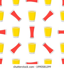 Illustration on theme big colored lemonade in glass cup for natural drink. Lemonade pattern consisting of collection kitchen accessory, glass cup to organic food. Tasty fresh lemonade from glass cup.