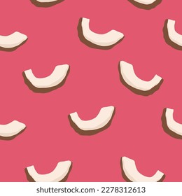 Illustration zum Thema große farbige nahtlose Kokosnuss, helle Fruchtmuster für den Siegel. Obstmuster, bestehend aus schöner nahtloser Kokosnuss. Einfache, farbige Musterfrucht nahtlose, weiche Kokosnuss