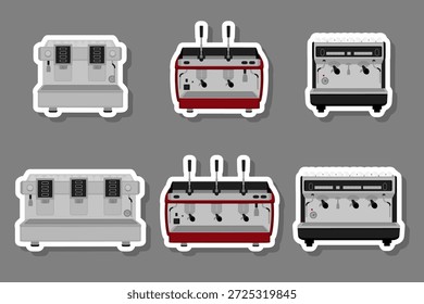 Illustration zum Thema große bunte Set verschiedene Arten Kaffeemaschine, verschiedene Größen Macher, Kaffeemaschine Muster bestehend aus Sammlung Zubehör zu Maker, Kaffeemaschine für frischen Kaffee