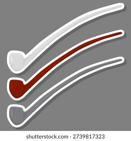 Illustration on theme big colored set different types smoke pipes different size for tobacco, pipe pattern consisting of collection accessory of smoke tobacco, tobacco smoke pipe to damage health