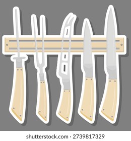 Illustration on theme big colored set different types knife different size for butcher, kit knife pattern consisting of collection accessory to butcher in kitchen, butcher with kitchen knife for meal