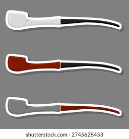 Illustration on theme big colored set different types smoke pipes different size for tobacco, pipe pattern consisting of collection accessory of smoke tobacco, tobacco smoke pipe to damage health
