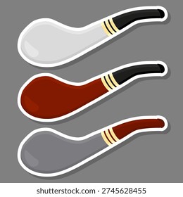 Illustration on theme big colored set different types smoke pipes different size for tobacco, pipe pattern consisting of collection accessory of smoke tobacco, tobacco smoke pipe to damage health