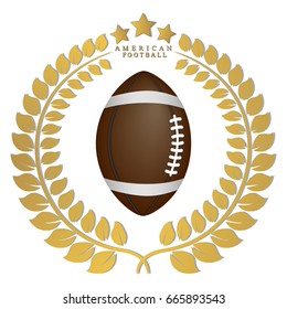 Illustration on theme big colored kit sport accessories, ball for American football. Sport consisting of collection to game American football, good ball. Ball it sport equipment from American football