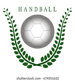 Illustration on theme big colored kit sport hand accessories, ball for handball. Sport consisting of collection to game handball, good hand ball. Ball in hand it sport equipment from play handball.