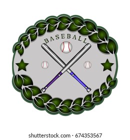Illustration on theme big colored kit sport accessories bat, round ball for baseball. Sport consisting of collection bat to game baseball, good ball. Ball, bat it sport equipment from playing baseball
