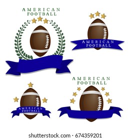 Illustration on theme big colored kit sport accessories, ball for American football. Sport consisting of collection to game American football, good ball. Ball it sport equipment from American football