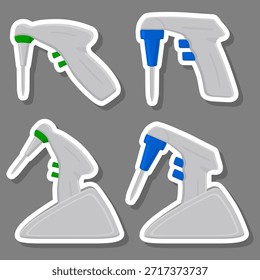 Illustration on theme big kit different medical pipette, dropper for laboratory. Pattern dropper consisting of many laboratory medical pipette on background. Medical pipette it dropper from laboratory