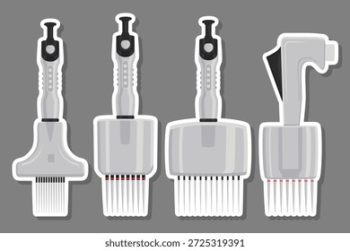 Ilustração sobre tema grande kit diferente pipeta médica, conta-gotas para laboratório. Conta-gotas padrão consistindo de muitas pipetas médicas de laboratório no fundo. Pipeta médica conta-gotas do laboratório