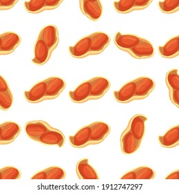 Illustration on theme big pattern identical types peanut, nut equal size. Peanut pattern consisting of natural nut for colored print on wallpaper. Abstract colorful pattern from many yummy nut peanut.