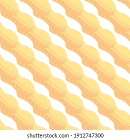 Illustration on theme big pattern identical types peanut, nut equal size. Peanut pattern consisting of natural nut for colored print on wallpaper. Abstract colorful pattern from many yummy nut peanut.